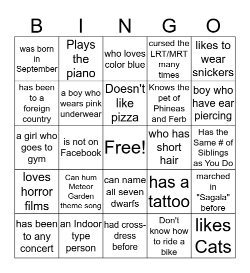 Human Bingo Card