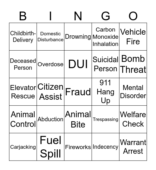 Thin Gold Line  Bingo Card