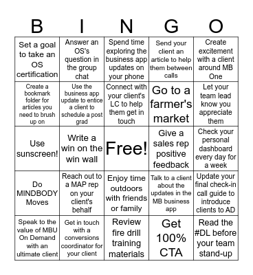July Bingo Card