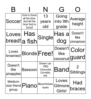 Abigail Thompson Bingo Card
