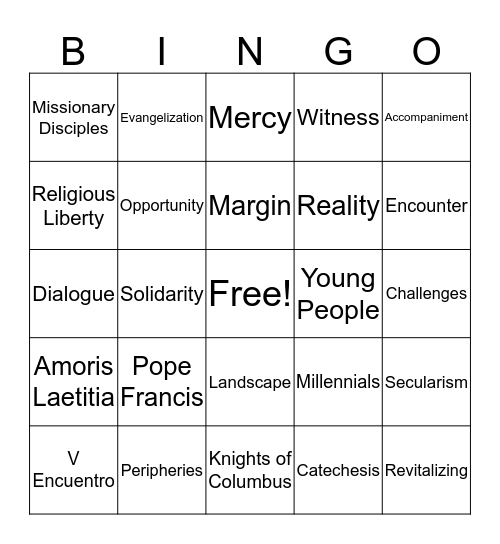 Convocation 2017 Bingo Card