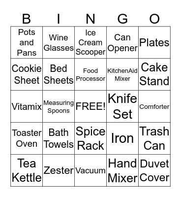 Bridal Bingo Card