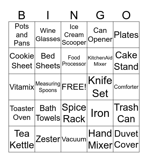 Bridal Bingo Card