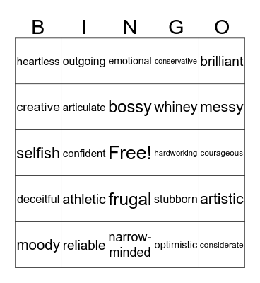 People & Personalities Bingo Card