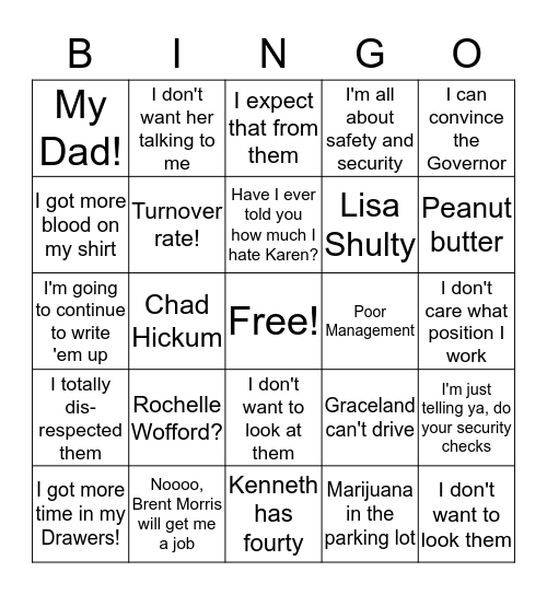 Ray Bingo Card