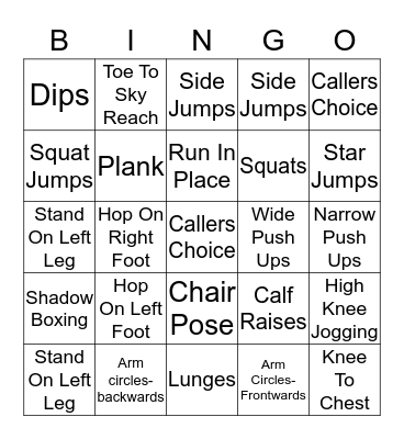 FITNESS  Bingo Card