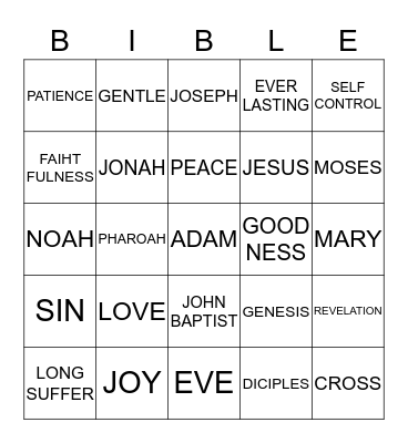 BIBLE BINGO Card