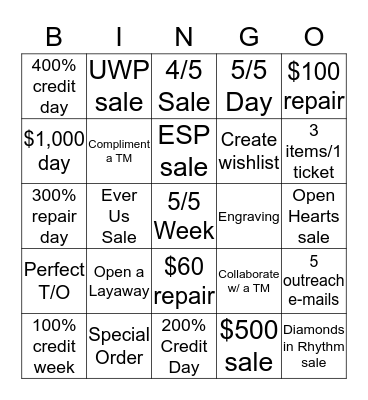 July  Bingo Card