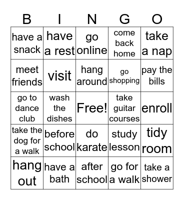 After School Bingo Card