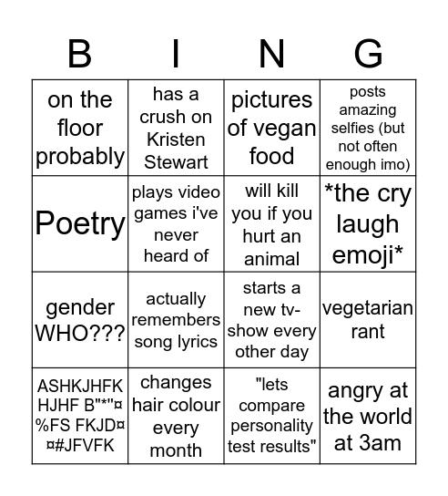 cel bingo Card