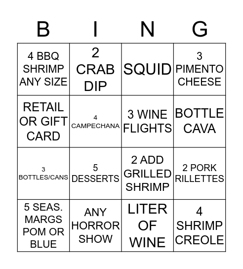 Bing! 7-1 Bingo Card