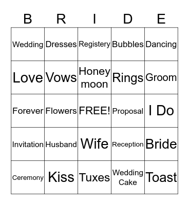 Sarah & Marshall Bingo Card