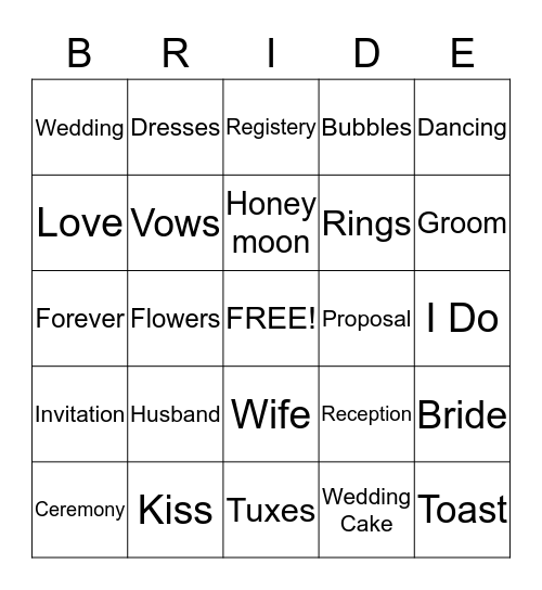 Sarah & Marshall Bingo Card