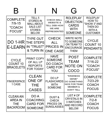 JULY TEAM OLYMPICS Bingo Card