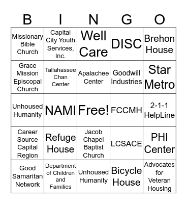 Where to go?  Bingo Card