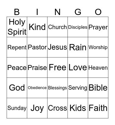 RainKids Bingo Card