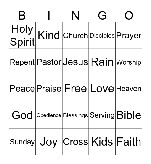 RainKids Bingo Card