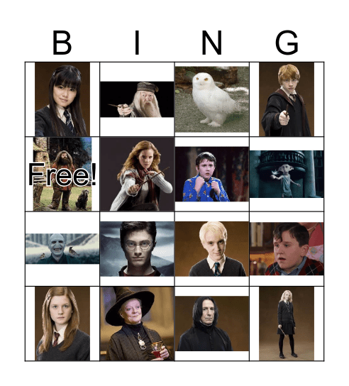 Harry Potter Bingo Card