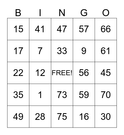 Untitled Bingo Card