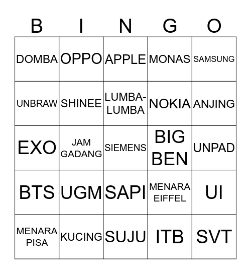 Admin YoonsuxKayin Bingo Card