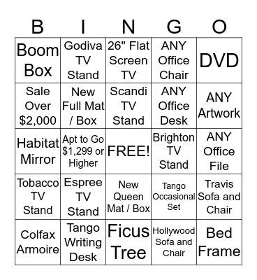 AUGUST SALES COMPETITION Bingo Card