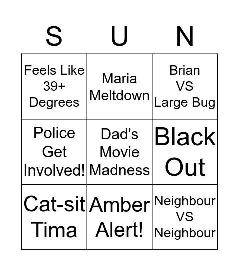 Summer Squares Bingo Card