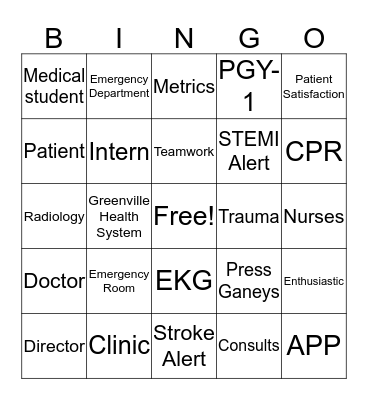 Residency Get to Know the Team Bingo Card