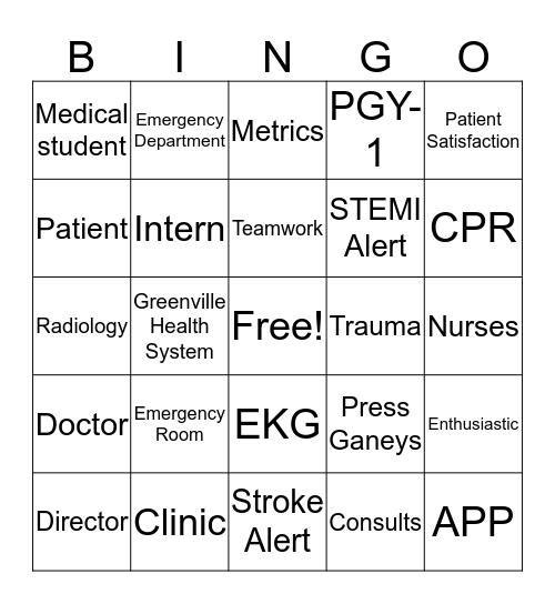 Residency Get to Know the Team Bingo Card