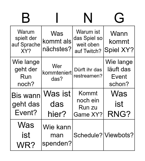 Germench Chat Bingo Card