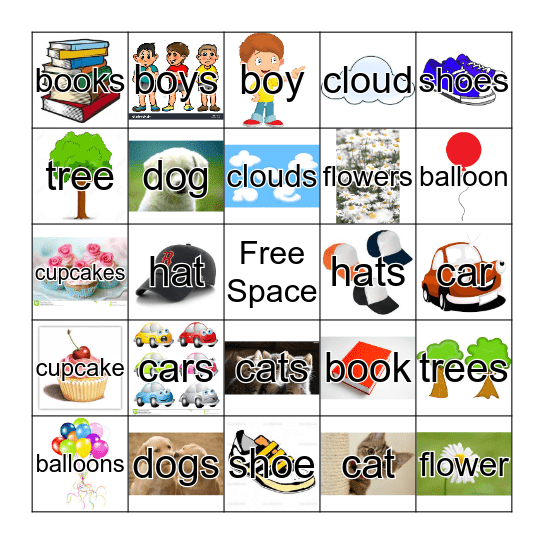 Regular Plurals BINGO! Bingo Card