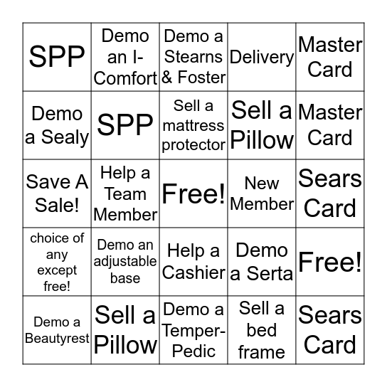 4th of July Bingo (mattress) Bingo Card