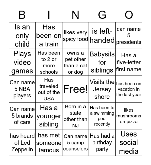 Untitled Bingo Card