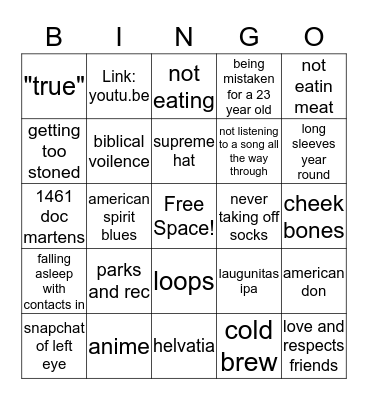 jack zubia Bingo Card