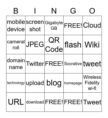 TECH VOCABULARY Bingo Card