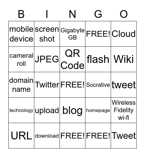 TECH VOCABULARY Bingo Card