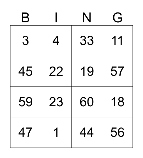 bingo bleerinck. Bingo Card