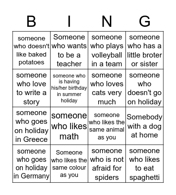 nice to meet you Bingo Card
