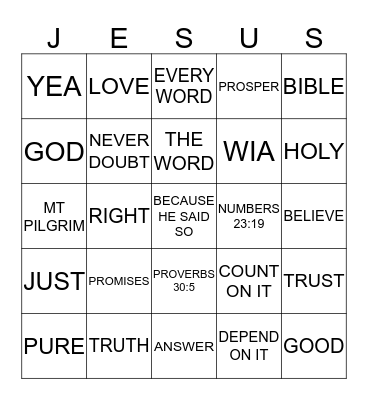 BECAUSE HE SAID SO Bingo Card