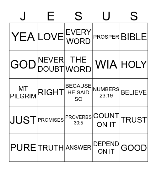 BECAUSE HE SAID SO Bingo Card