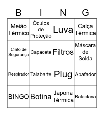Mini Bingo da Segurança Bingo Card