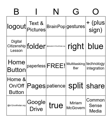 Google Drive & Pages Review Bingo Card
