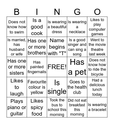 People Bingo Card