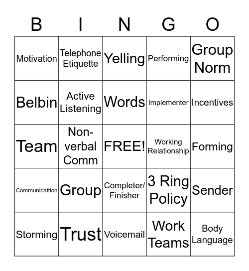 Power Professional - Bingo Review Bingo Card