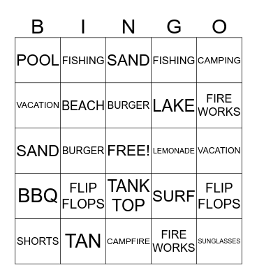 Summer Bingo Card