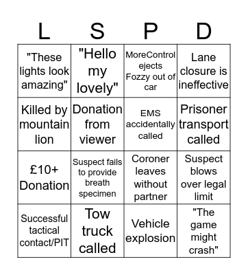 ItsFozzy LSPDFR Live Bingo Card