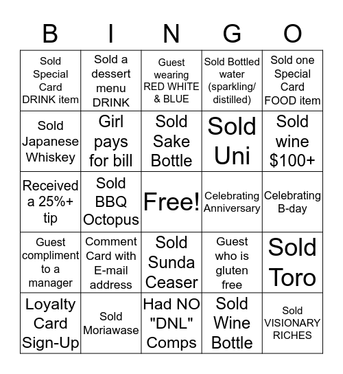 SUNDA BINGO Card