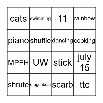 MATT AND CLAUDIA BINGO Card