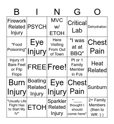 ED July 4th BINGO Card