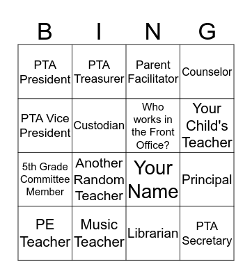 Patrick Henry Teachers and Staff Bingo Card