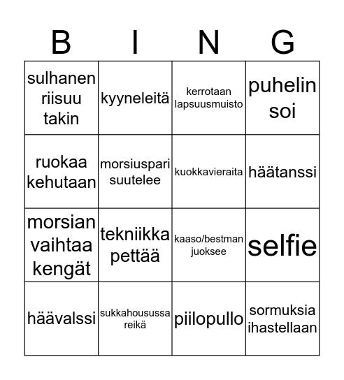 Hääbingo Card